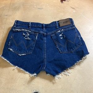 Wrangler, Jean shorts, vintage, distressed, classic, size 34 waist.
